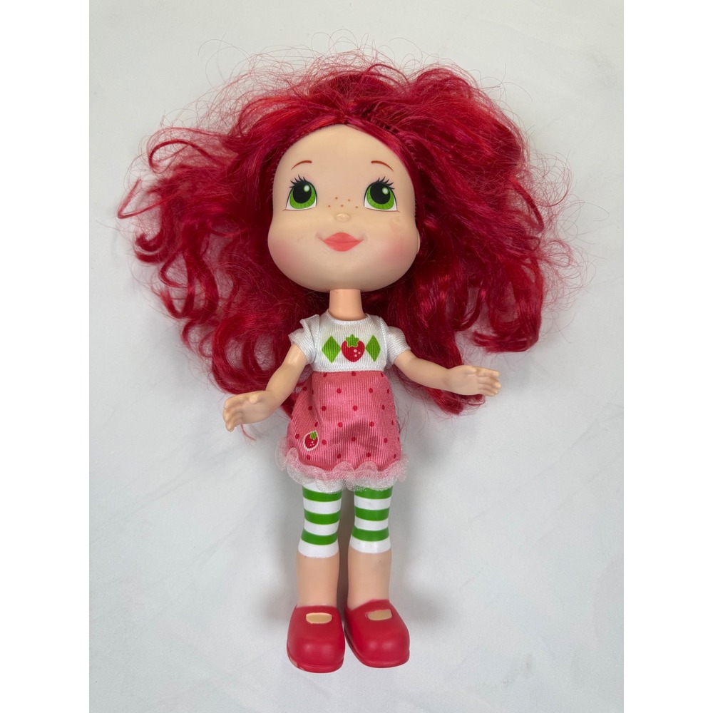 Strawberry Shortcake 11 Inch Doll Red Hair Pink Dress Green Striped Leggings